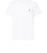 Classic white jersey medium fit t-shirt - Update your wardrobe staples with this comfortable yet stylish t-shirt - Flattering V-neck cut with small Polo logo on chest - Wear with cargo pants, trainers, and a cashmere cardigan for everyday - Try with straight leg jeans, a blazer, and boots