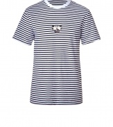 Striped cotton tee with Golden Goose star logo at chest -  Luxuriously soft - Classic round neck and short sleeves - Narrow, slightly tapered and moderately long -  Versatile basic - Perfect under a sweater, jacket or worn solo - Pair with jeans, chinos or shorts