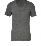 Bring luxe style to your wardrobe basics with this Neil Barrett  crew neck tee - Dual crew and V-neckline, short sleeves, slim fit, long body - Pair with jeans, a plaid button down, and motorcycle boots for a casual cool look