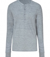 Elevate your casual style with this linen sweatshirt from Iro - Crew neck, long sleeves, front button half placket, slim fit - Pair with modernized chinos and trainers