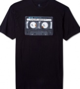 Check the tape. This graphic t-shirt from Rocawear rocks along with your casual tempo.