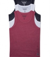 Underneath a button front or heading to the gym, this tank from Guess is a versatile addition to your wardrobe.