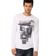 Bright long sleeve t-shirt by Buffalo David Bitton with unique graphic on front.