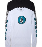 Layer up in this rad long sleeve graphic tee by Volcom.