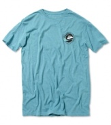 Versatile solid tee by Quiksilver is always a cool top to wear with jeans or shorts.