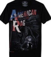 Cool comfort style tee by American Rag with unique Americana graphic on front.