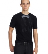 Get fancy while staying comfy, this Kenneth Cole Reaction tee boasts a playful bow tie and button down graphic.