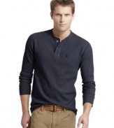 As a base layer or alone, this Izod waffle shirt keeps you classically comfortable.