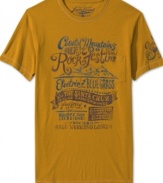 You can almost hear those folksy guitars playing as you slip into this cozy vintage-style concert tee by Lucky Jeans.