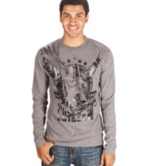 Soar to new style heights with this eagle graphic thermal by Marc Ecko Cut & Sew.