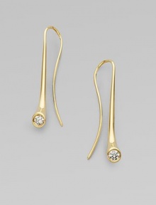 Smooth, curvaceous shapes of 18k yellow gold are punctuated by brilliant diamonds.Diamonds, 0.20 tcw 18k yellow gold Drop length, about 1¼ Ear wire Imported