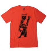 A bear with snowboard decorate the front of this cozy Quiksilver tee.