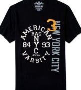 Score sporty, streetwise styling with this cool graphic tee from American Rag.