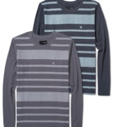 This knit thermal shirt by Hurley has a cool contrast striped and solid design. Great for layering under your ski and snowboarding gear.