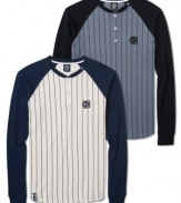 With a cool baseball shirt design made from cozy knit, this LRG henley is a style home run.