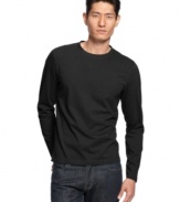 Solid long sleeve crew neck by Alfani RED is casual yet sophisticated to wear with jeans or slacks and a blazer.