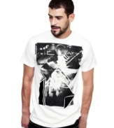 A funky graphic gives this Marc Ecko Cut & Sew tee a hip look.