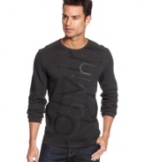 Add sleek style to your casual look with this Calvin Klein long sleeve graphic tee.