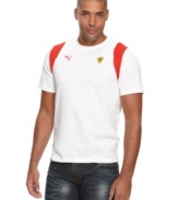 Keep casual style running at a nice speed with this crisp Ferrari t-shirt from Puma.