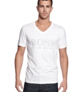 Casual and slightly loose fitting v-neck swim t-shirt by Hugo Boss.