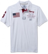 Prep up your style with this American flag embroidered polo shirt from American Rag.