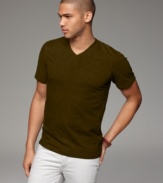 Add some versatility to your look with this basic V neck T shirt from INC International Concepts, designed in slub cotton that's even softer than it looks.