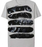 Redefine your casual jean style with this flashy graphic t-shirt from Marc Ecko Cut & Sew.