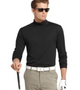 Hit the links in this performance shirt from Izod, with moisture wicking to keep you dry and UV protection to keep you protected on long rounds.