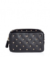 Inject whimsical luxe to your everyday style with this heart stud embellished makeup bag from cult-favorite accessory designer Anya Hindmarch - Rectangular shape, top zip closure with tassel, front logo detail, allover heart stud embellishment - Perfect for everyday use or as a thoughtful gift