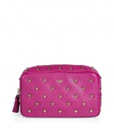 Inject whimsical luxe to your everyday style with this heart stud embellished makeup bag from cult-favorite accessory designer Anya Hindmarch - Rectangular shape, top zip closure with tassel, front logo detail, allover heart stud embellishment - Perfect for everyday use or as a thoughtful gift