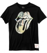 Wild horses won't drag you away from classic rock style with this Rolling Stones iconic t-shirt.