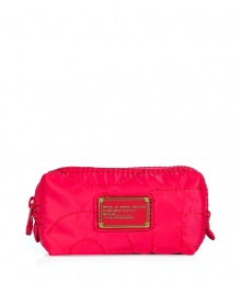 Tote around your makeup essentials in style with this bright stitched logo covered cosmetics bag from Marc by Marc Jacobs - Top zip closure and logo plaque, logo lining - Perfect for daily use or as a thoughtful gift