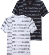 Earn your stripes. Pair either of these t-shirts from Marc Ecko Cut & Sew with your best denim and own the night.