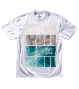 Square off. A bold graphic in a cool color palette lets this shirt from DC Shoes give your casual collection a kick.