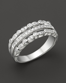 Diamonds set in a multi-row 14K. white gold band.