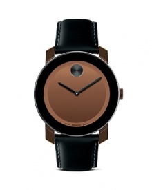 A simple, metallic dial lends modern style to this luxe timepiece from Movado BOLD.