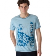 Throw this graphic t-shirt from Calvin Klein Jeans on over a pair of your favorite denim for a downtown look.