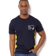 The trim cut on this t-shirt from Nautica helps you find your form this summer.