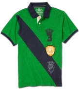 Fit for a king. You'll feel like royalty everywhere you go in this vibrant polo shirt from American Rag.