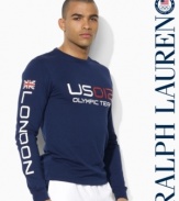 Crafted from light-as-air cotton jersey in a trim, modern fit, a long-sleeved crewneck T-shirt is designed in celebration of Team USA's participation in the 2012 Olympics.