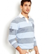 Combine sport and prep with this classic rugby shirt from Nautica.