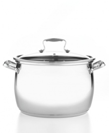 Providing plenty of room for hearty soups, stews and stocks, this beautiful bell-shaped pot, made of durable stainless steel, enhances heat and moisture circulation for perfect high-volume results. Limited lifetime warranty.