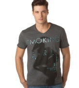 Get a dark, modern look with this v-neck t-shirt from Calvin Klein Jeans.