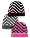 A stylish striped zig-zag skull cap with Juicy Couture's signature logo embroidered along brim.