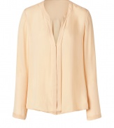 Stylish cosmetic double placket silk georgette blouse - This romantic blouse will add a feminine accent to your wardrobe staples - Loose bohemian-inspired silhouette in lush neutral-hued silk - Wear with flared jeans and peep-toe platforms - Style with a pencil skirt, patterned tights, and heels