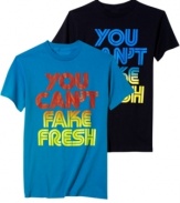 No impostors here. You'll be the real deal in this vivid Horizon graphic t-shirt from New World.