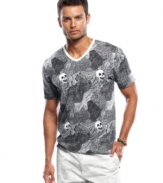 A graphic print adds some hip flavor to your t-shirt style from INC International Concepts.