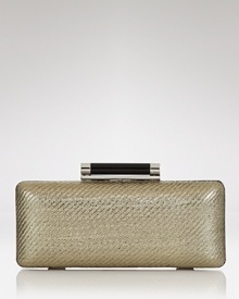 Polish your purse portfolio with this metallic twill clutch from DIANE von FURSTENBERG. Perfectly sized to hold the gadget and the lip gloss, it's a shining example of soiree style.