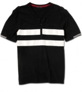 Let contrast make a comeback in your wardrobe with the sleek textured stripes of this shirt from Sean John.