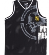 Attack the block. This graphic sleeveless shirt from Metal Mulisha gets you ready to enlist.